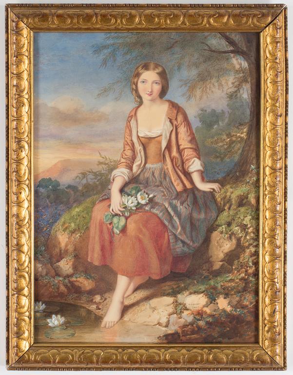 AGNES ROSE BOUVIER, akvarell, signerad, 1800-tal.