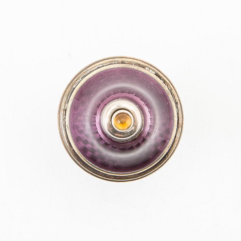 Ringklocka för tjänstefolk, emalj och silver.