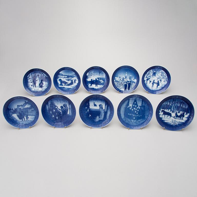 A set of 38 porcelain Christmas plates, Royal Copenhagen, Denmark, 1966 + 1973-2009.