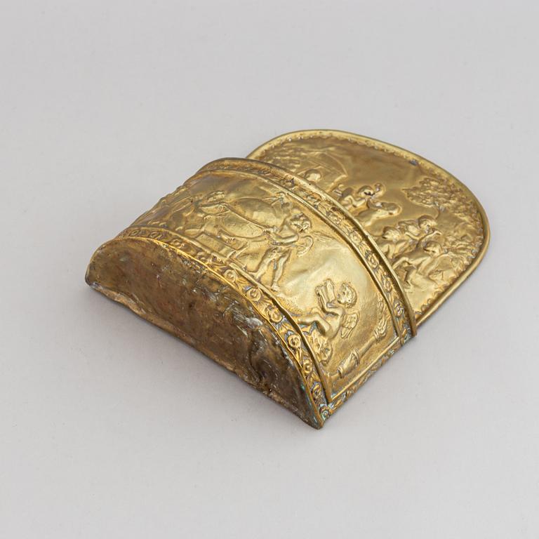 An empire brass cutlery box, first half of the 19th century.