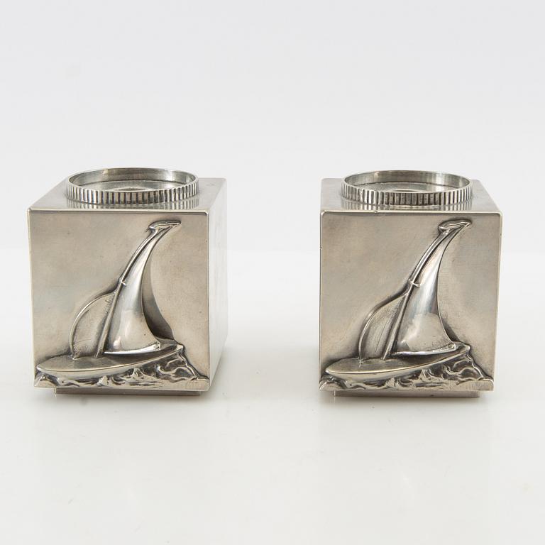 Cigarette case, candlesticks, ashtray, 4 pieces, GAB, 1936 -1938.