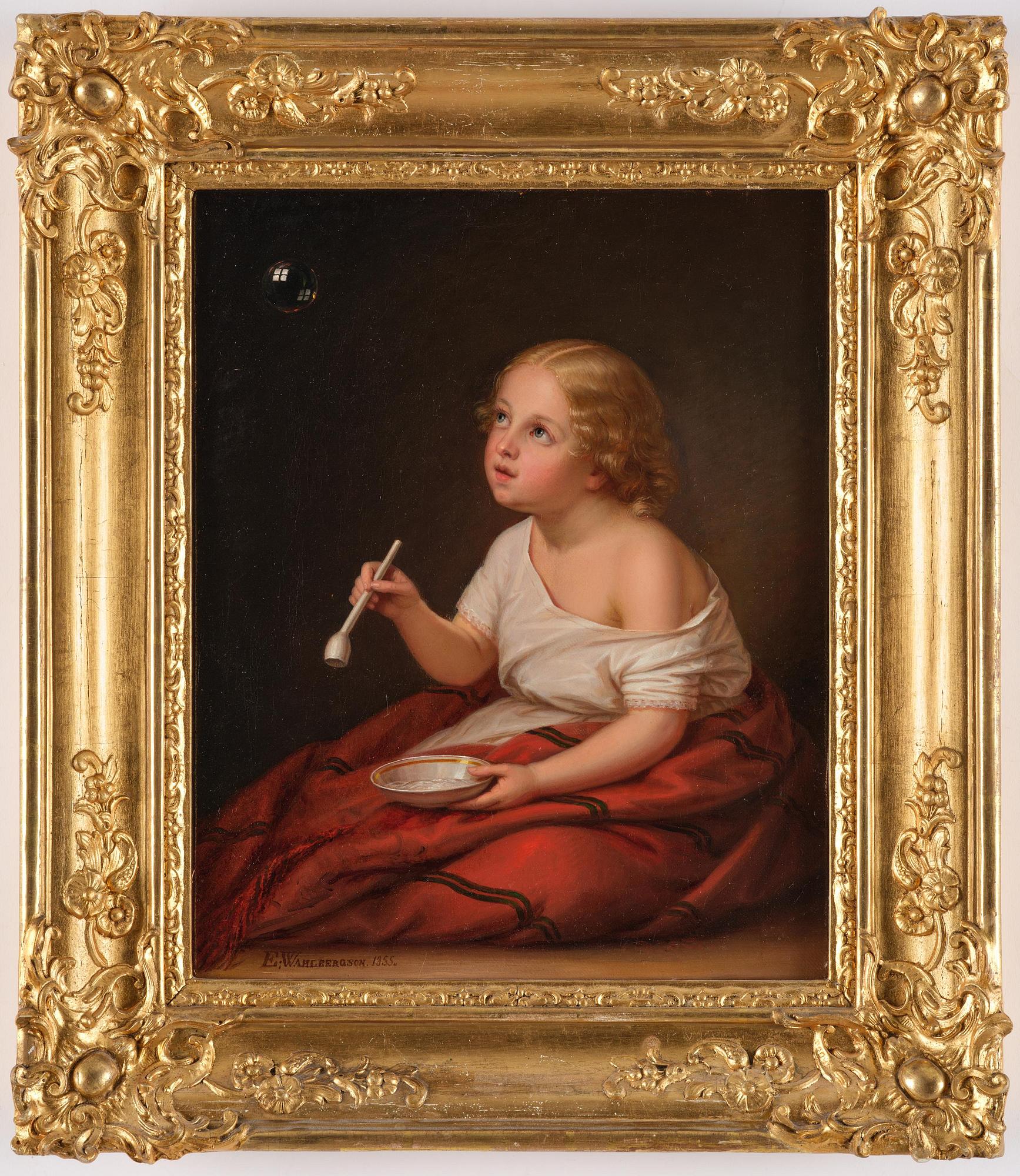 Erik Wahlbergson, Girl blowing soap bubbles.