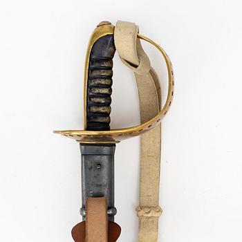 A Swedish 1893 pattern cavalry sabre, with scabbard.