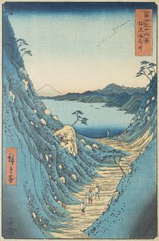 Ando Utagawa Hiroshige, two woodblock prints, probably 19th century.