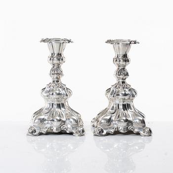 A pair of Swedish silver candelsticks, a pair of silver, mark of Tenn & Silver Ab, Gothenburg 1954.
