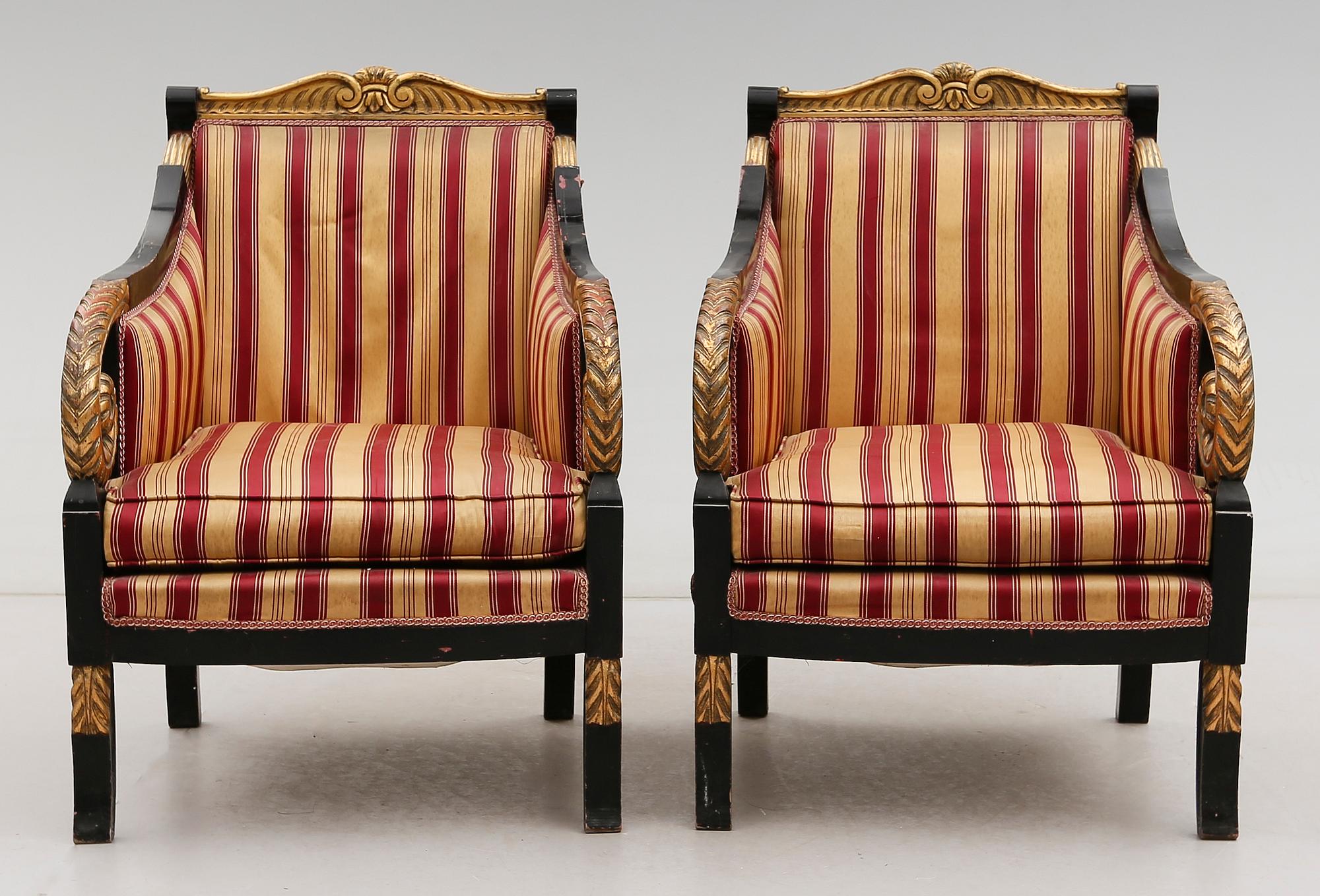 FÅTÖLJER, 1 par, empirestil, 1900-tal.