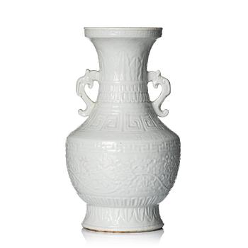 926. A blanc de chine 'lotus' vase, Qing dynasty 18/19th century.