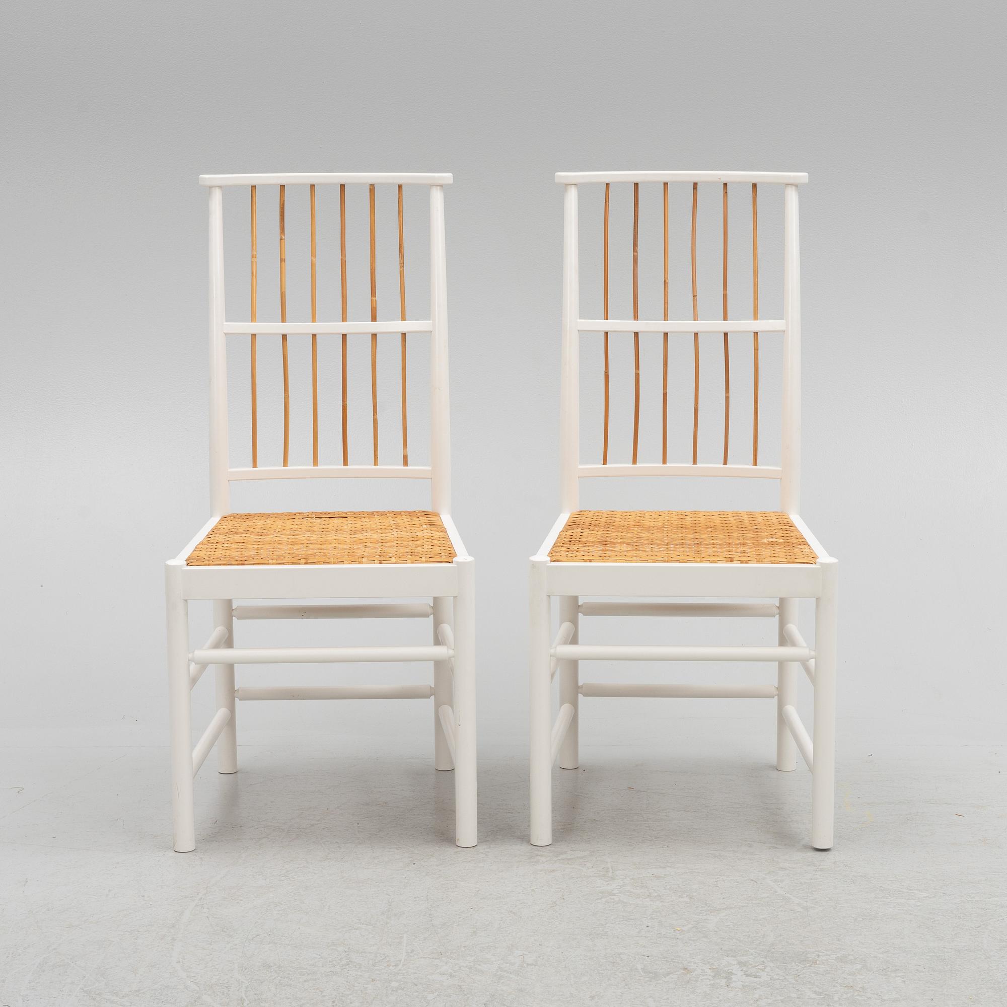 Josef Frank, a set of six dining chairs, model B 2025, Svenskt Tenn, Sweden.