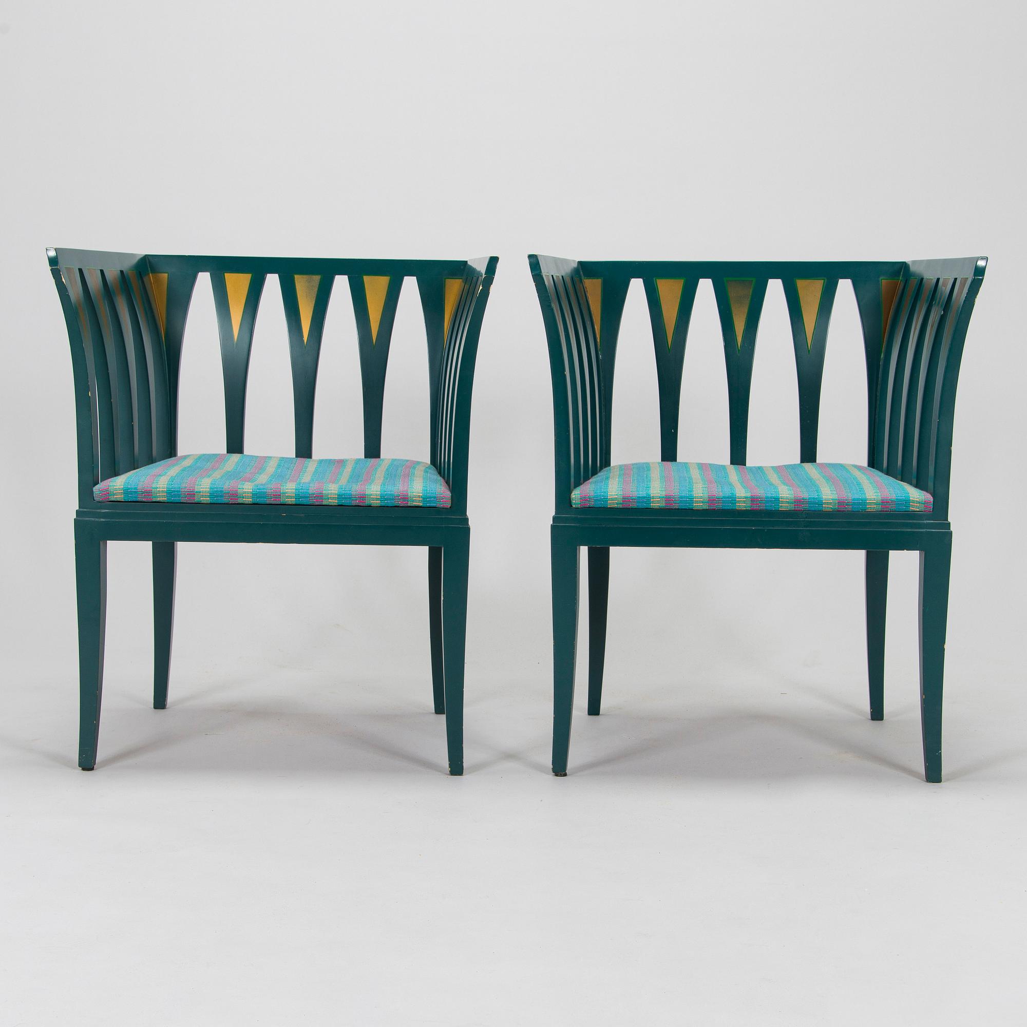 Eliel Saarinen, möblemang, 5 delar, "Blue suite" för Adelta, Finland 1980-tal.