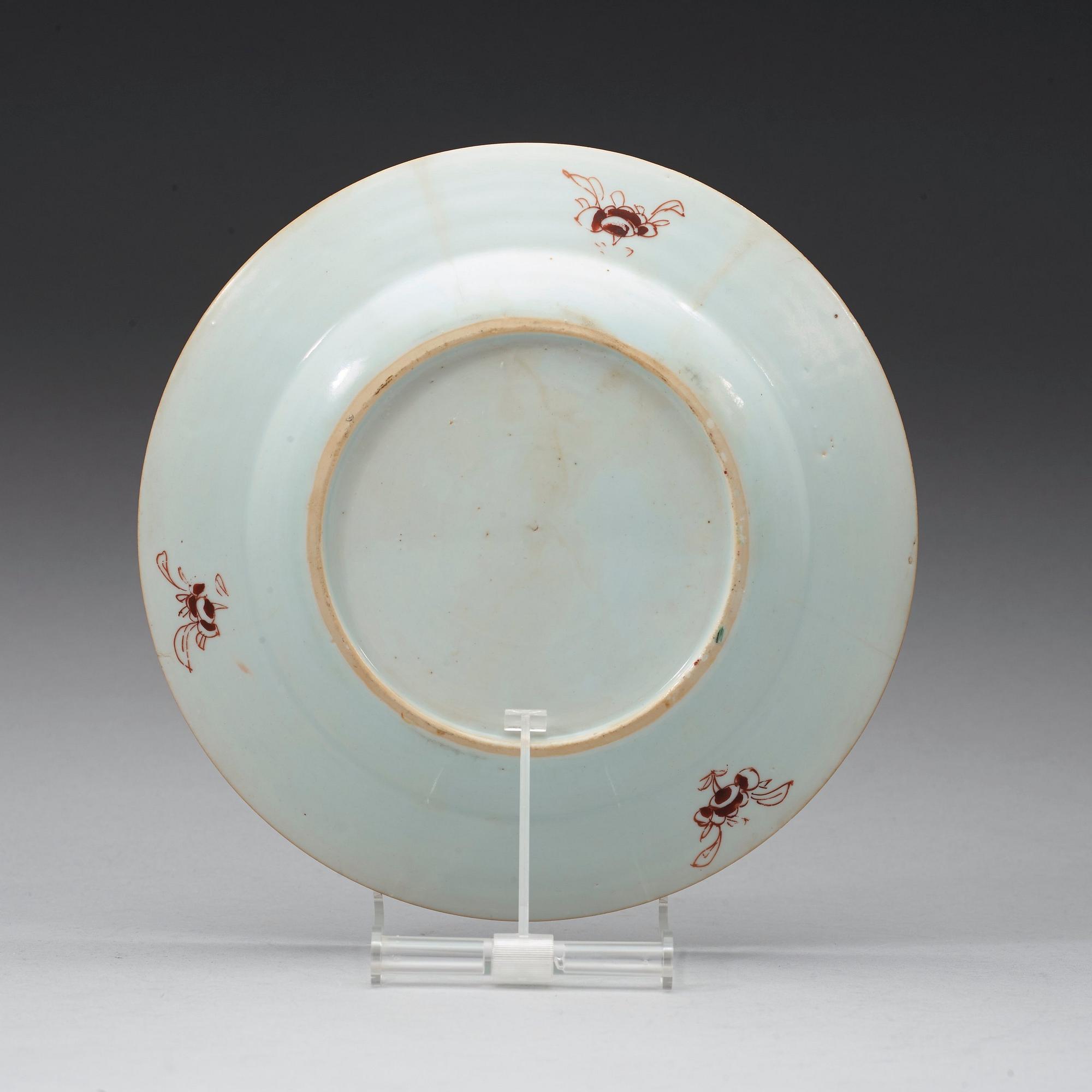 TALLRIKAR, sex stycken, kompaniporslin. Qingdynastin Qianlong 1736-95.