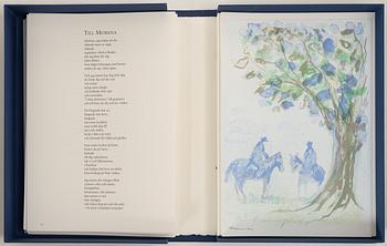 Gösta Werner, "Visor av Evert Taube", kassetter, 2 st, med 62 färglitografier, 1989, signerade.