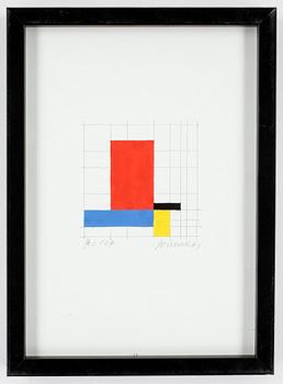 Jo Niemeyer · JO NIEMEYER, äggtempera och blyerts, signerad 
"Pe 0 <07"