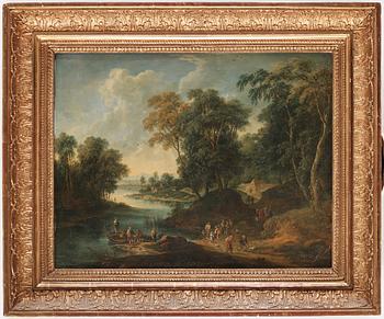 Johann Christian Brand, River landscape with figures.