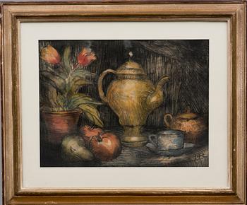 JALMARI RUOKOKOSKI, färgetsning, signerad i plåten J.R.