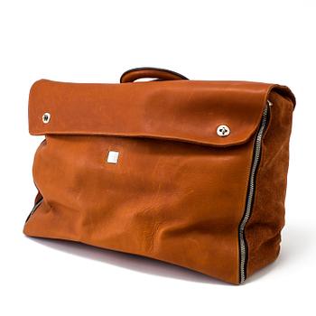A brown leather and suede weekendbag by Björn Borg, 1980's.