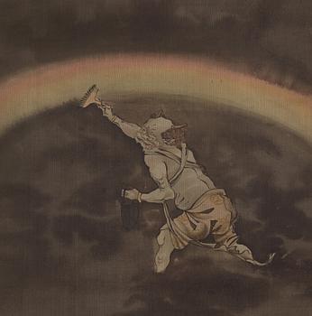 RULLMÅLNINGAR, sex stycken, tusch och färg på papper. Japan, Meiji (1868-1912).