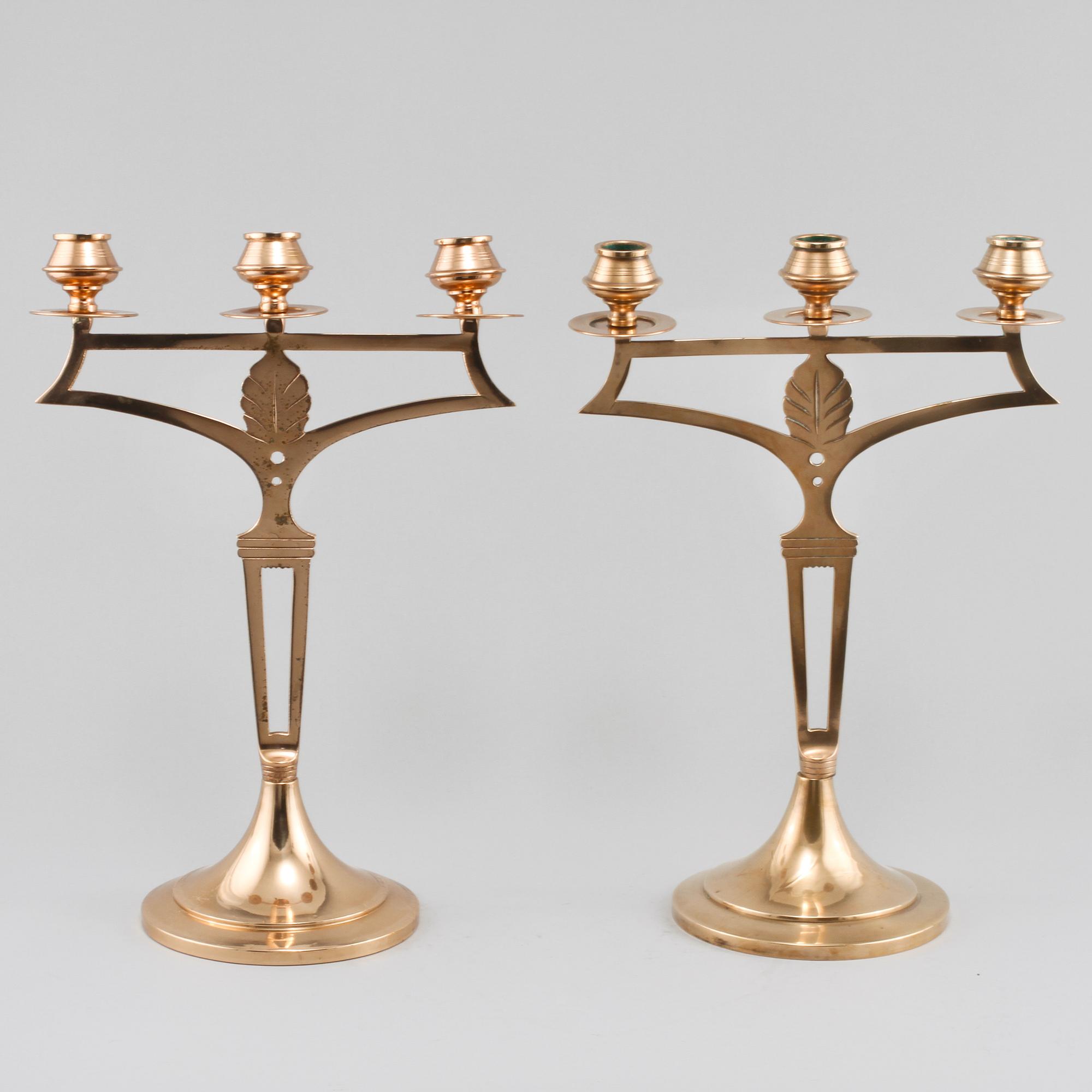 KANDELABRAR, ett par, jugendstil, modern tillverkning.