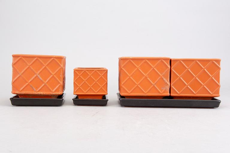 Wilhelm Kåge, a set of seven Planta flower pots Gustavsberg 1950s.