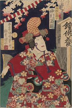 Utagawa Kunisada (Toyokuni III), Utagawa Kunisada, six woodblock prints, Kabuki actors.