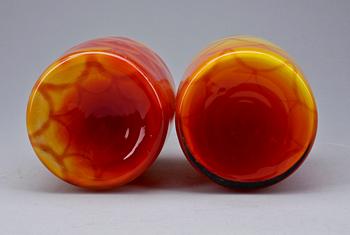 FLASKOR, ett par, glas, Elme glasbruk, 60-70-tal.