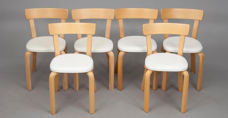 BORD, modell 81A samt STOLAR, 6 st, modell 69, Alvar Aalto, Artek.