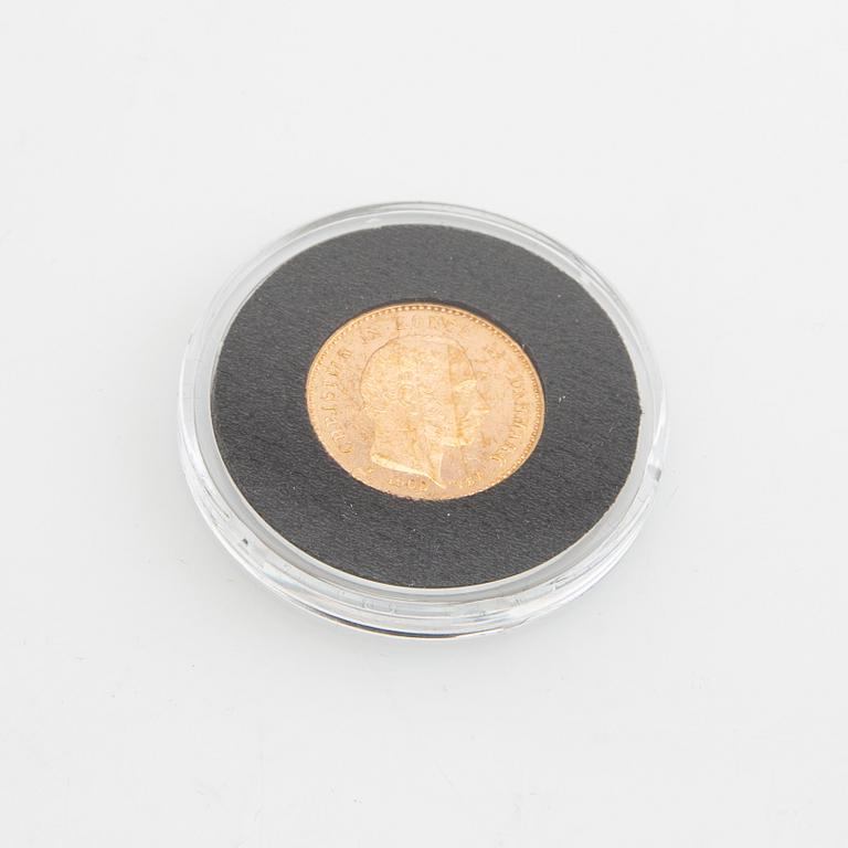 Guldmynt Danmark, Christian X 10 dkr, 1900.