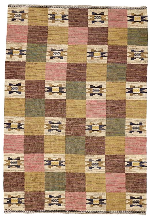 Märta Måås-Fjetterström, Matto, "Rutmattan", flat weave, ca 294,5-297 x 196-201,5 cm, signed MMF.