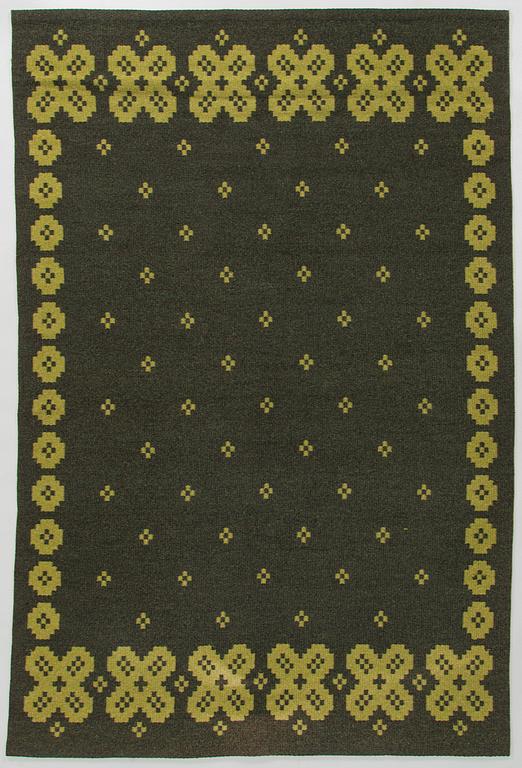 Hårgarnsmatta, sannolikt Aappo Härkönen, 1950/60-tal. Ca 236 x 157 cm.