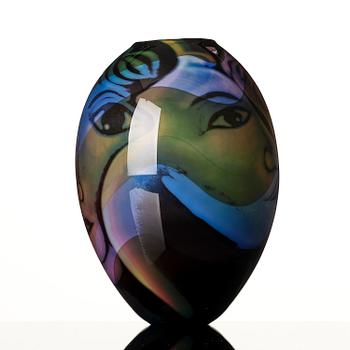 Eva Englund, a graal glass vase, Orrefors, 1986.