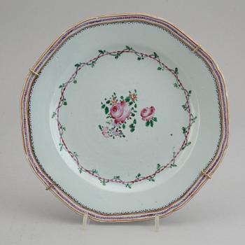 A set of 12 famille rose plates (6+6), Qing dynasty, Qianlong (1736-95).