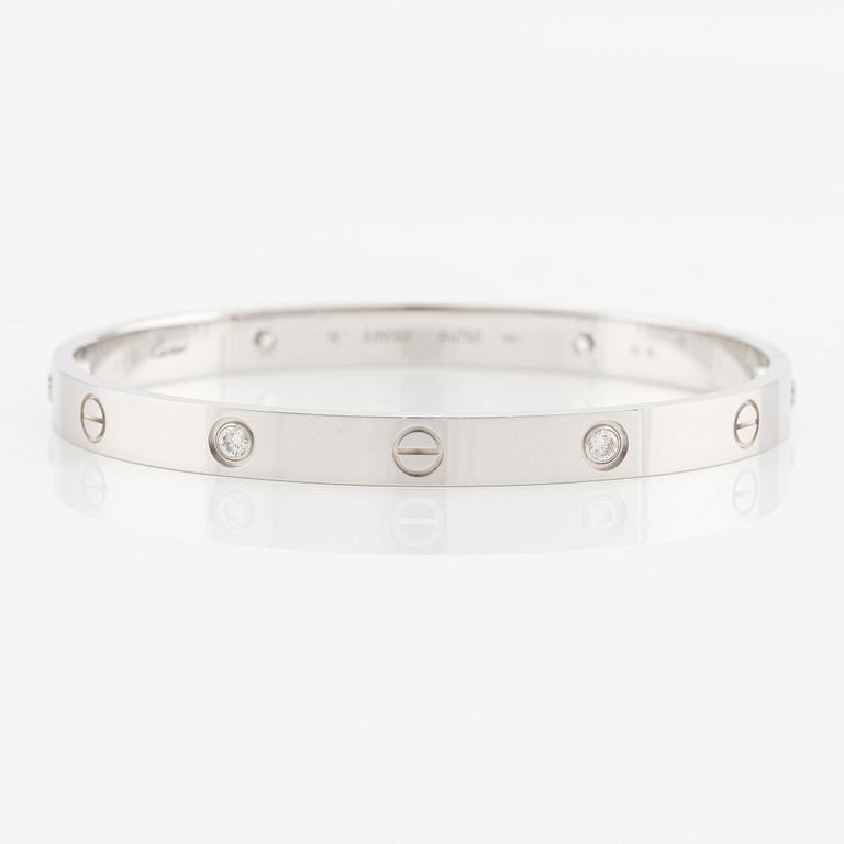 Cartier, "Love" bracelet, 18K white gold with brilliant-cut diamonds.