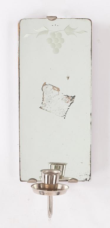 SPEGEL med LAMPETTER, ett par, 1900-talets andra kvartal/mitt.