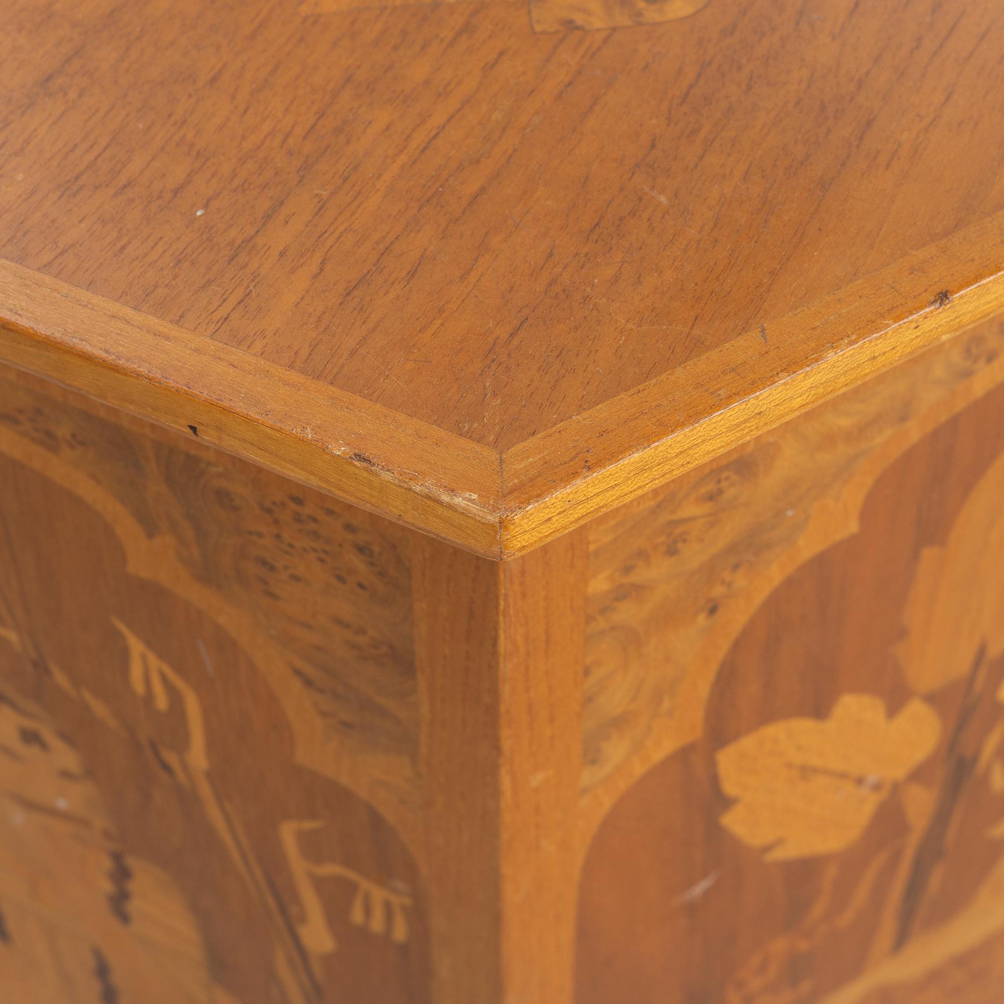 A smoking table, probably Birger Ekman, Mjölby Intarsia, 1930s.