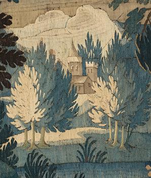 VÄVD TAPET, gobelängteknik, "Verdure", ca 304 x 224,5 cm, Flandern 1600-tal, signerad "W" en lilja "B".