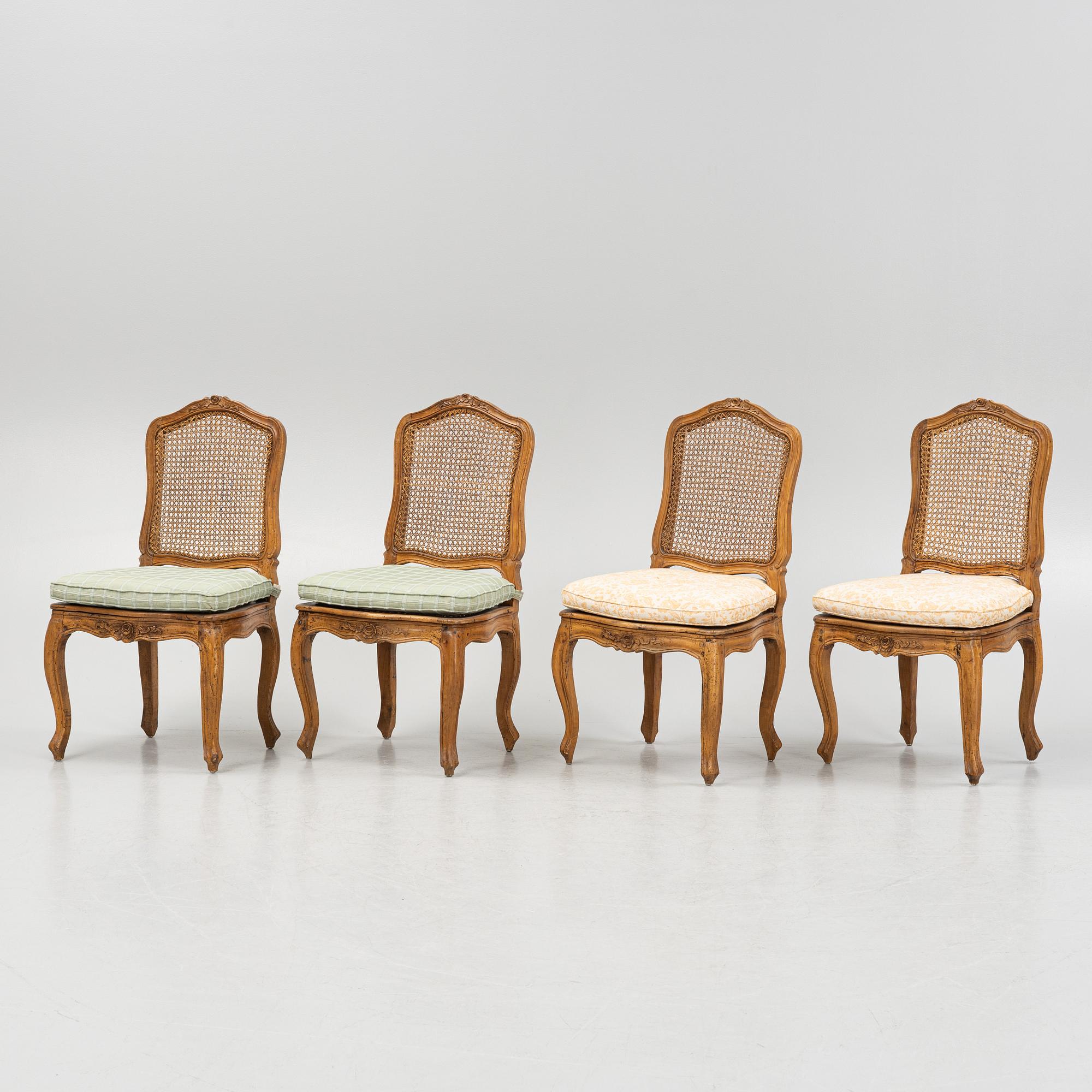 Stolar, fyra stycken, Frankrike, 1700-talets mitt, Louis XV.