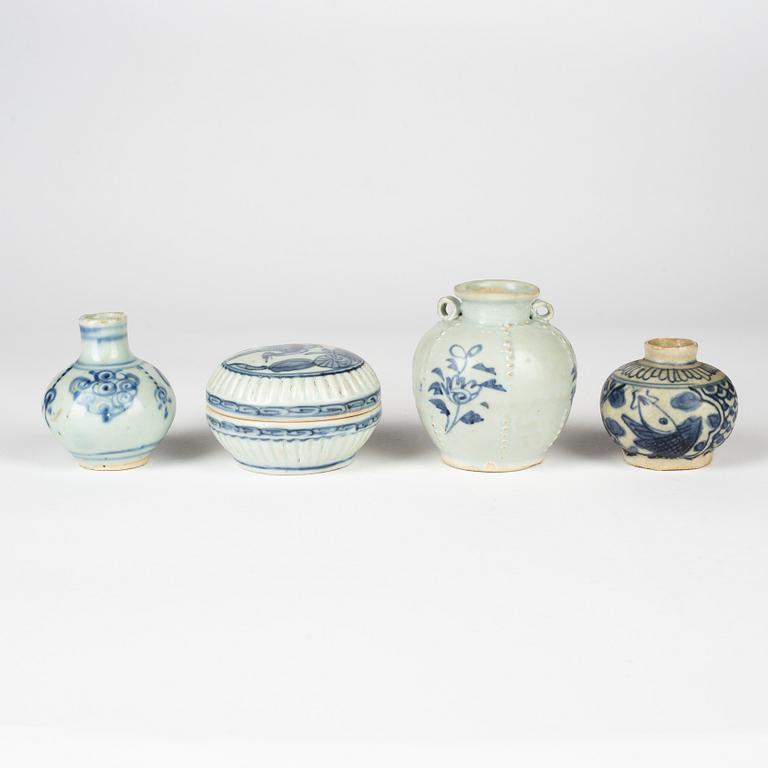 A group of blue and white porcelain for the South East Asian market, 15th/17th Century.