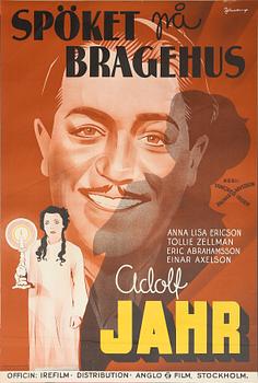 FILMAFFISCH, litografiskt tryck, "Spöket på Bragehus", 1936.