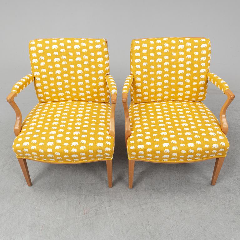 JOSEF FRANK, a pair of 969  armchairs, Firma Svensk Tenn.