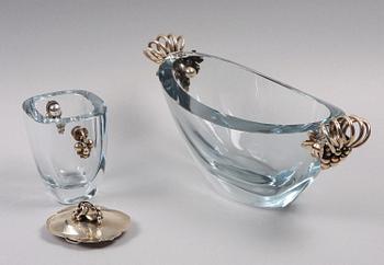 SKÅL samt SKÅL MED LOCK, glas och sterlingsilver, DGH, Danmark.
