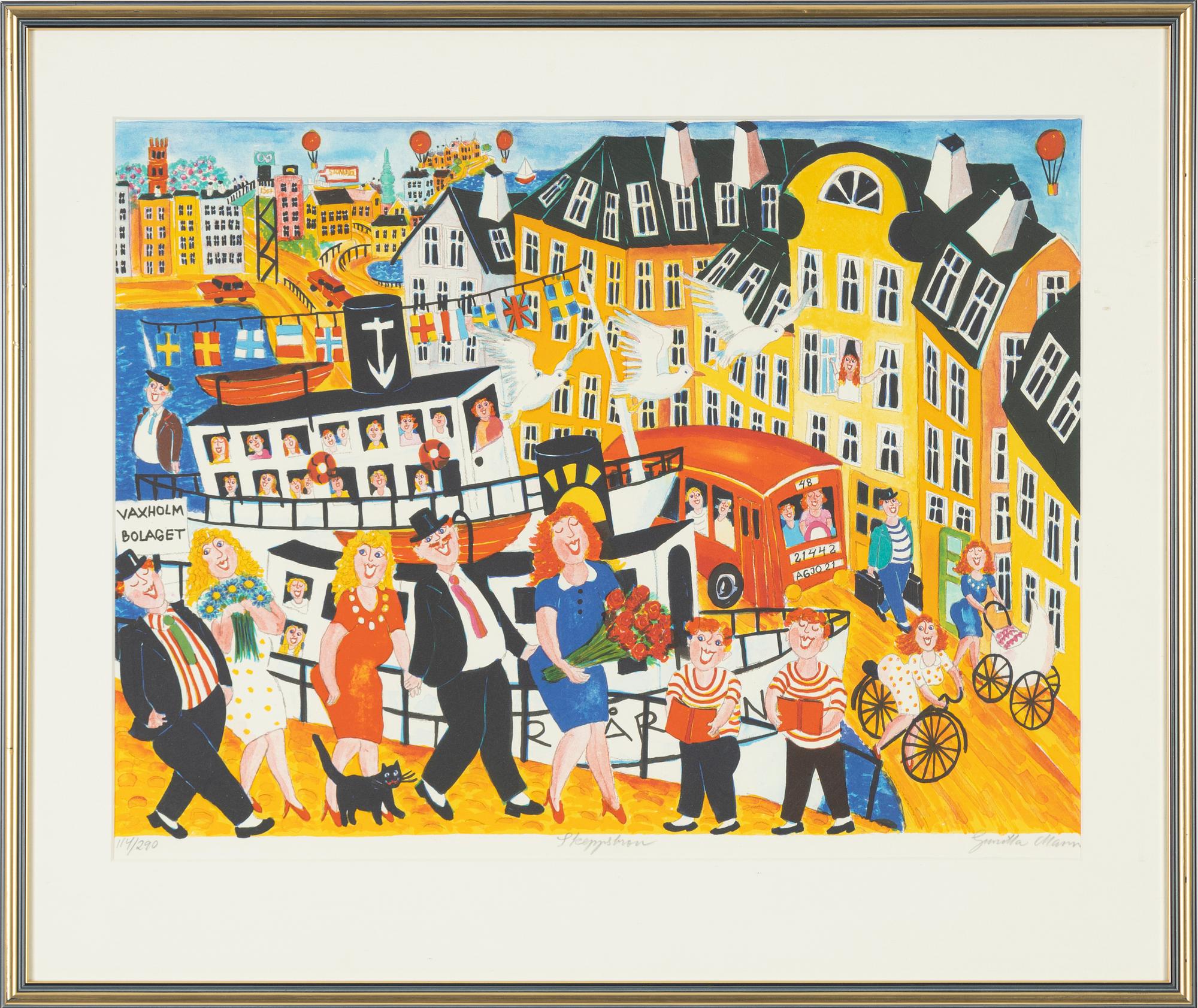 Gunilla Mann, färglitografi signerad och numrerad 114/290.