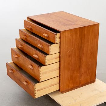 A teak veneered chest of drawers, designed by Olof Pira.