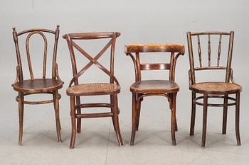 STOLAR, 4 st olika, bl a Thonet, 1900-talets första hälft.