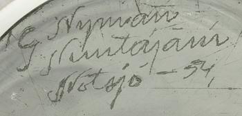 VAS, glas, signerad G Nyman Nuutajärvi Notsjö -54.