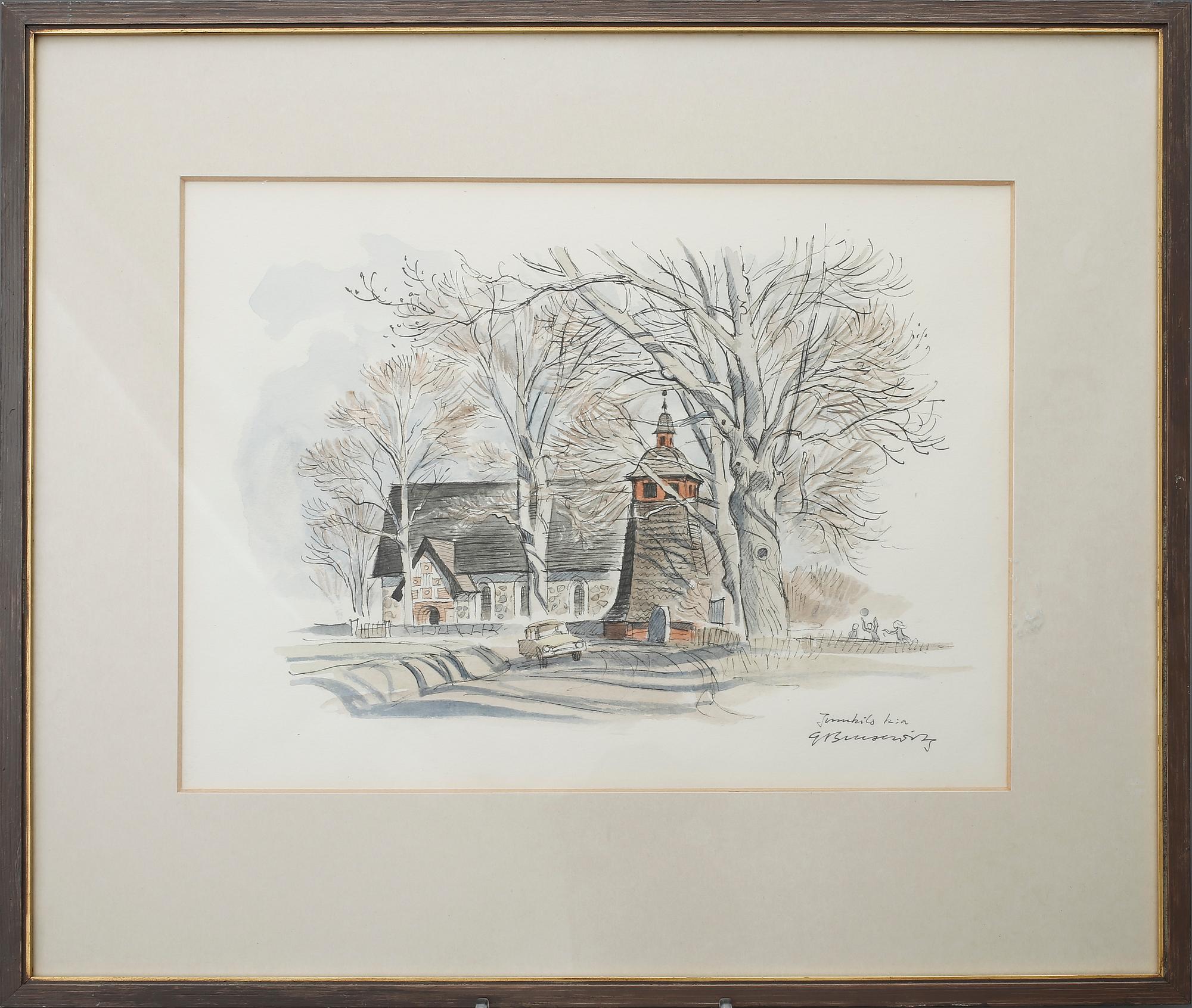 GUNNAR BRUSEWITZ, akvarell. Signerad.