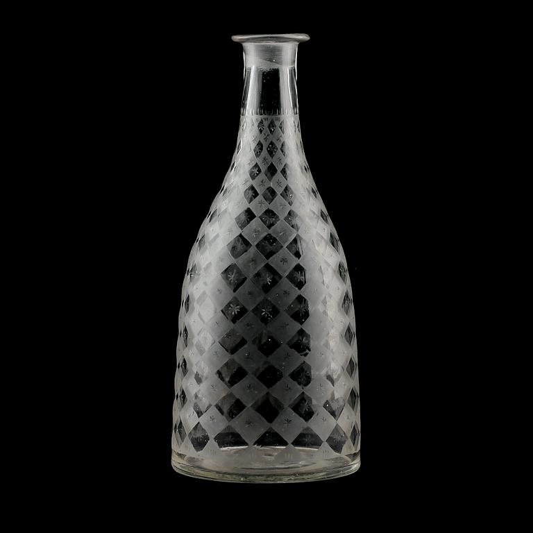 KARAFF, glas, möjligen Casimirsborgs Glasbruk, 1800-talets första hälft.