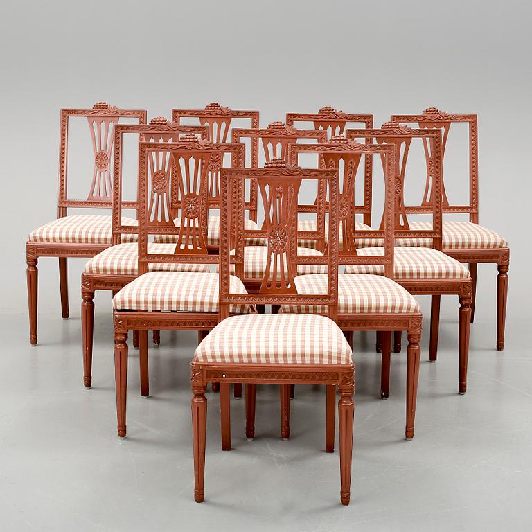 STOLAR, 10 st, "Lindome", Gustaviansk stil, 1900-tal.