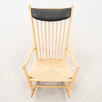 A Hans J Wegner oak rocking chair "J16", Denmark.
