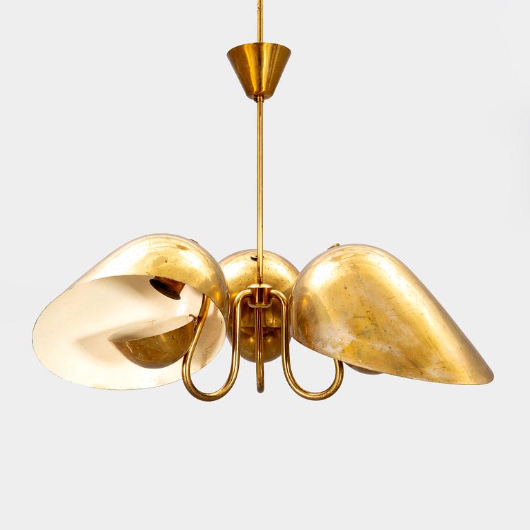 A 1940s Carl-Axel Acking brass ceiling pendant from Bröderna Malmströms.