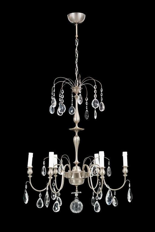 A Swedish silver plated chandelier, 1920's-30's.