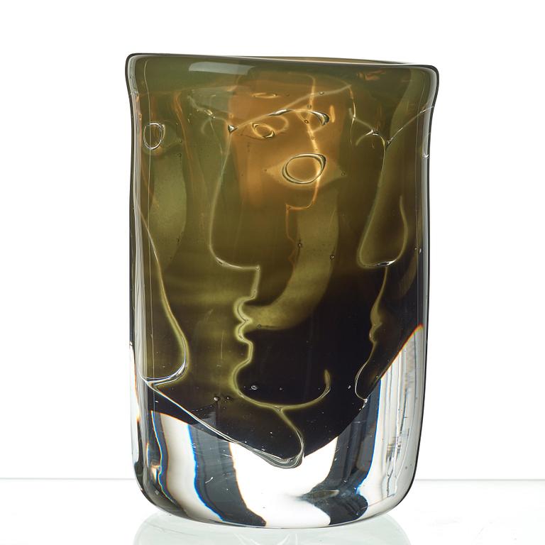 Ingeborg Lundin, An Ingeborg Lundin ariel vase 'Faces', Orrefors, Sweden 1974.